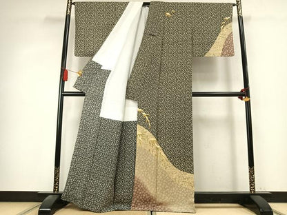 平和屋着物●訪問着　笹竹文　金彩　正絹　逸品　AABK7758fy