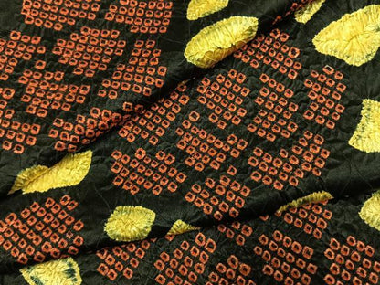 平和屋着物●上質な小紋　総絞り　舞花文　黒地　正絹　逸品　AABK7759fy