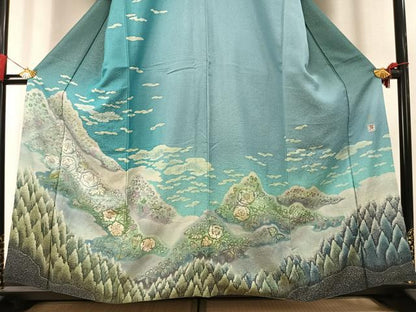 平和屋着物●吉乃一廉　幻の辻が花　訪問着　絞り　暈し染め　銀通し地　正絹　逸品　AABK7761fy