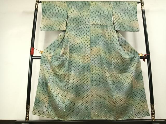 平和屋着物●上質な小紋　総絞り　抽象文様　暈し染め　金彩　正絹　逸品　AABK7762fy