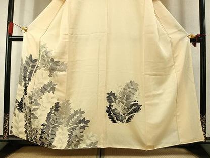 平和屋着物●訪問着　刺繍　草葉文　暈し染め　正絹　逸品　AABK7764fy
