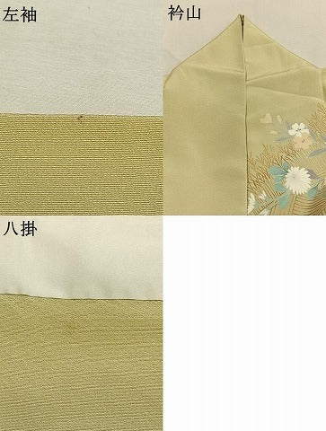 平和屋着物●十日町友禅作家　松雨　訪問着　草花文　金彩　正絹　逸品　AABK7767fy