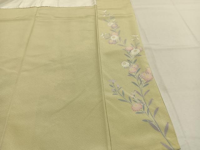 平和屋着物●十日町友禅作家　松雨　訪問着　草花文　金彩　正絹　逸品　AABK7767fy