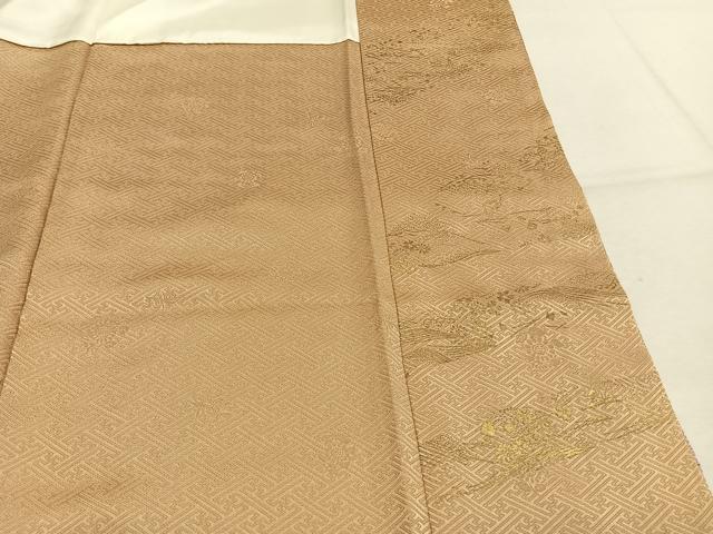 平和屋着物●訪問着　絞り　刺繍　草花文　金彩　正絹　逸品　AABK7768fy