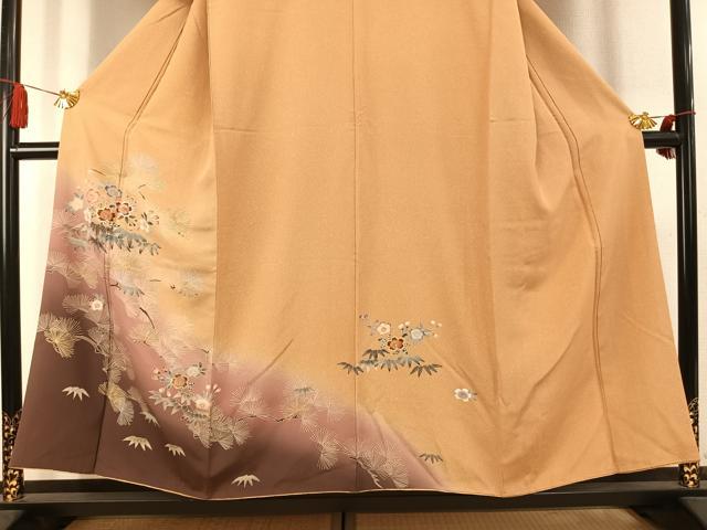 平和屋着物●訪問着　草花文　暈し染め　金銀彩　正絹　逸品　AABK7770fy