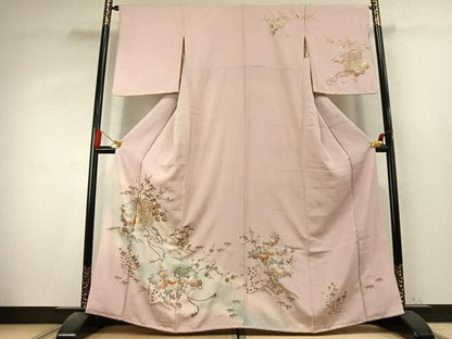 平和屋着物●訪問着　御所車花文　暈し染め　金銀彩　正絹　逸品　AABK7774fy