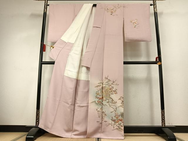 平和屋着物●訪問着　御所車花文　暈し染め　金銀彩　正絹　逸品　AABK7774fy