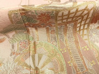 平和屋着物●訪問着　御所車花文　暈し染め　金銀彩　正絹　逸品　AABK7774fy