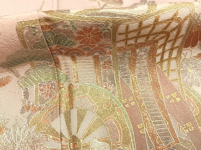 平和屋着物●訪問着　御所車花文　暈し染め　金銀彩　正絹　逸品　AABK7774fy