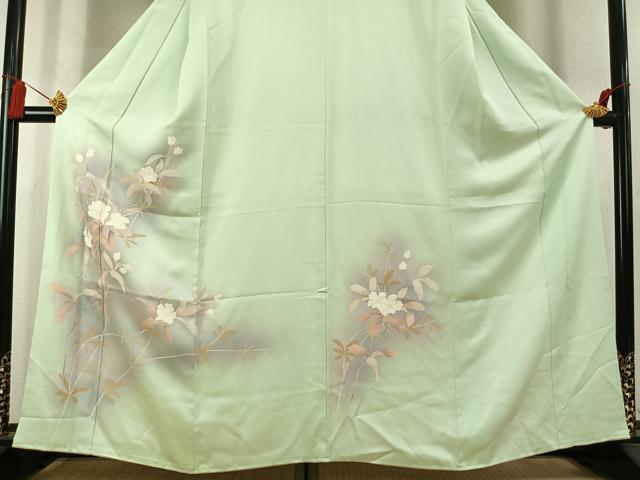 平和屋着物●訪問着　友禅　枝花文　暈し染め　正絹　逸品　AABK7775fy