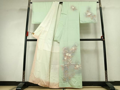 平和屋着物●訪問着　友禅　枝花文　暈し染め　正絹　逸品　AABK7775fy