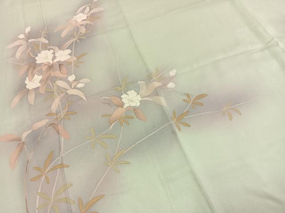 平和屋着物●訪問着　友禅　枝花文　暈し染め　正絹　逸品　AABK7775fy