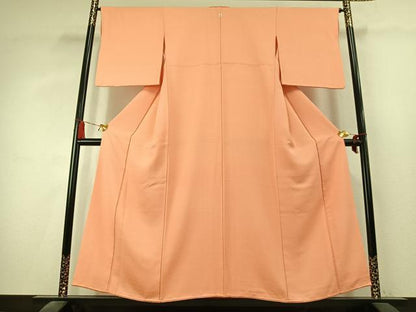平和屋着物●上質な色無地　下がり藤地紋　赤香色　正絹　逸品　AABK7781fy