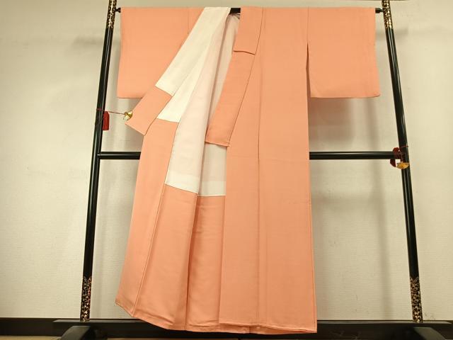 平和屋着物●上質な色無地　下がり藤地紋　赤香色　正絹　逸品　AABK7781fy