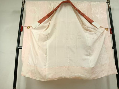 平和屋着物●振袖用長襦袢　袷　扇面花地紋　暈し染め　半衿刺繍　正絹　逸品　AABK7787fy