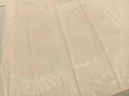 平和屋着物●振袖用長襦袢　袷　扇面花地紋　暈し染め　半衿刺繍　正絹　逸品　AABK7787fy