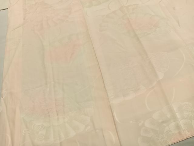 平和屋着物●振袖用長襦袢　袷　扇面花地紋　暈し染め　半衿刺繍　正絹　逸品　AABK7787fy
