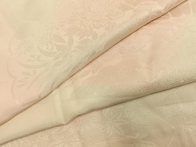 平和屋着物●振袖用長襦袢　袷　扇面花地紋　暈し染め　半衿刺繍　正絹　逸品　AABK7787fy