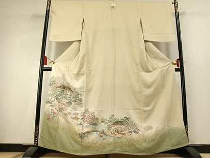 平和屋着物●豪華色留袖　寿光織　人物風景文　暈し染め　金糸　正絹　逸品　AABK7788fy