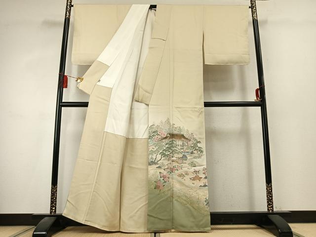 平和屋着物●豪華色留袖　寿光織　人物風景文　暈し染め　金糸　正絹　逸品　AABK7788fy