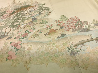 平和屋着物●豪華色留袖　寿光織　人物風景文　暈し染め　金糸　正絹　逸品　AABK7788fy