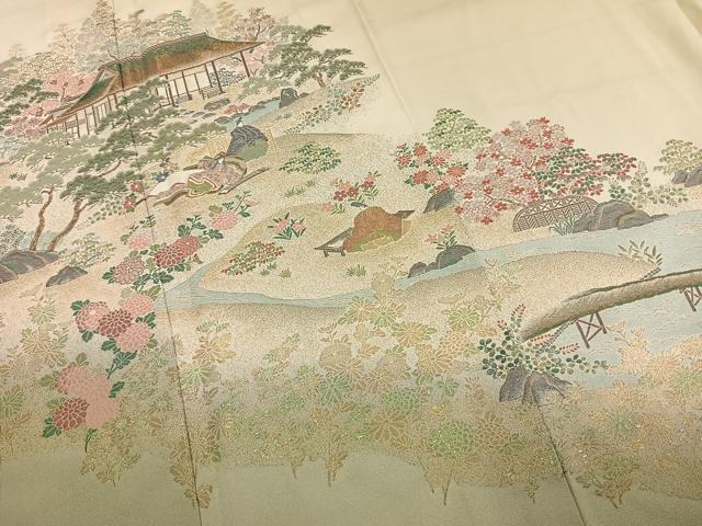 平和屋着物●豪華色留袖　寿光織　人物風景文　暈し染め　金糸　正絹　逸品　AABK7788fy