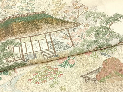 平和屋着物●豪華色留袖　寿光織　人物風景文　暈し染め　金糸　正絹　逸品　AABK7788fy