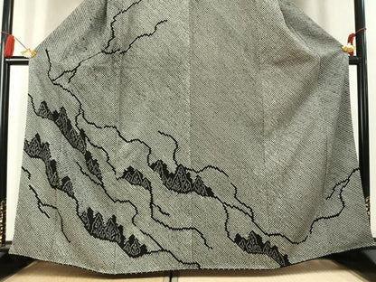 平和屋着物●訪問着　総絞り　樹林文　黒地　正絹　逸品　AABK7789fy