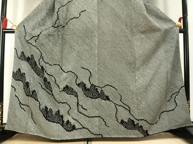 平和屋着物●訪問着　総絞り　樹林文　黒地　正絹　逸品　AABK7789fy