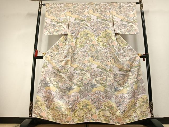 平和屋着物●訪問着　作家物　草花文　正絹　逸品　未使用　AABK7794fy