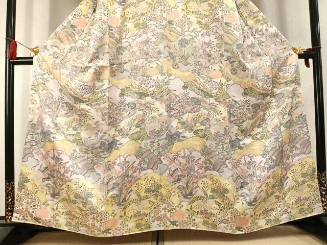 平和屋着物●訪問着　作家物　草花文　正絹　逸品　未使用　AABK7794fy