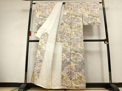 平和屋着物●訪問着　作家物　草花文　正絹　逸品　未使用　AABK7794fy
