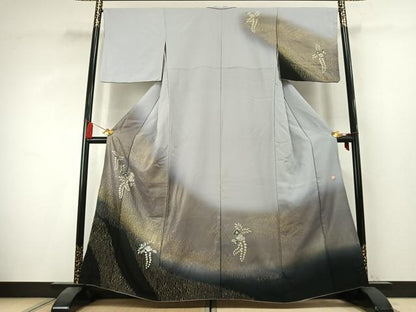 平和屋着物●十日町　名門　滝泰謹製　訪問着　絞り　刺繍　辻が花　暈し染め　金糸　金彩　正絹　逸品　AABK7795fy