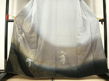 平和屋着物●十日町　名門　滝泰謹製　訪問着　絞り　刺繍　辻が花　暈し染め　金糸　金彩　正絹　逸品　AABK7795fy