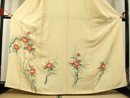 平和屋着物●訪問着　手描き　枝花文　金彩　正絹　逸品　AABK7800fy
