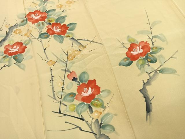 平和屋着物●訪問着　手描き　枝花文　金彩　正絹　逸品　AABK7800fy