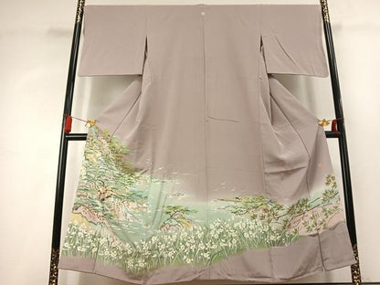 平和屋着物●豪華色留袖　友禅　作家物　風景花文　暈し染め　正絹　逸品　AABK7801fy