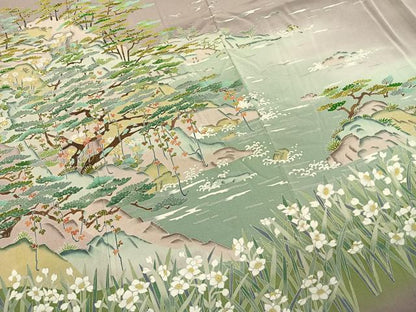 平和屋着物●豪華色留袖　友禅　作家物　風景花文　暈し染め　正絹　逸品　AABK7801fy
