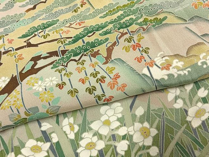 平和屋着物●豪華色留袖　友禅　作家物　風景花文　暈し染め　正絹　逸品　AABK7801fy