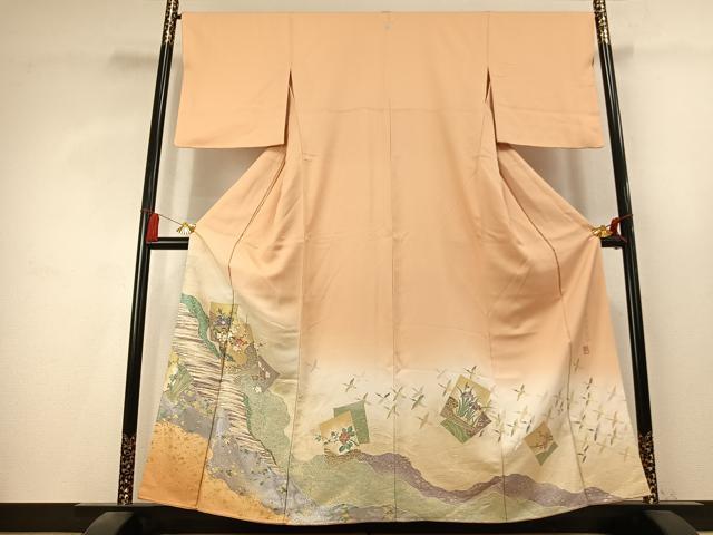 平和屋着物●豪華色留袖　作家物　寿光織　飛翔華琳派　暈し染め　金銀糸　正絹　逸品　AABK7802fy