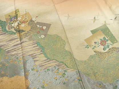 平和屋着物●豪華色留袖　作家物　寿光織　飛翔華琳派　暈し染め　金銀糸　正絹　逸品　AABK7802fy