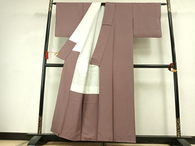 平和屋着物●上質な色無地　二藍色　正絹　逸品　AABK7804fy