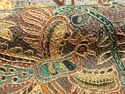 平和屋着物●訪問着 中国三大刺繍 汕頭刺繍 スワトウ刺繍 総刺繍 更紗花鳥文 暈し染め 金糸 鬼しぼ縮緬 ロング丈 正絹 逸品 AABK7806fy
