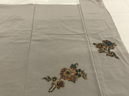 平和屋着物●訪問着 中国三大刺繍 汕頭刺繍 スワトウ刺繍 総刺繍 更紗花鳥文 暈し染め 金糸 鬼しぼ縮緬 ロング丈 正絹 逸品 AABK7806fy