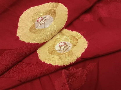 平和屋着物●長襦袢　袷　舞花文　金彩　正絹　逸品　AABK7808fy