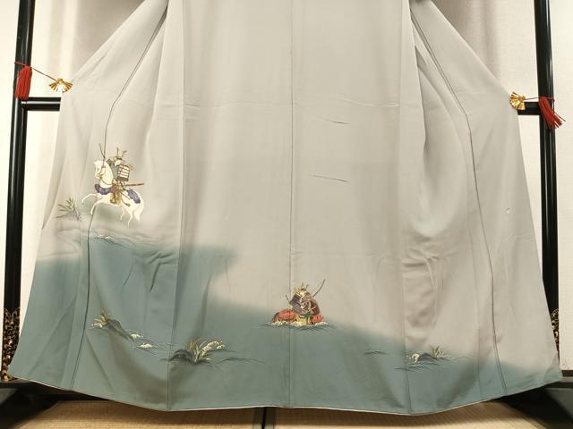 平和屋着物●訪問着　作家物　人物馬文　暈し染め　金彩　正絹　逸品　AABK7810fy