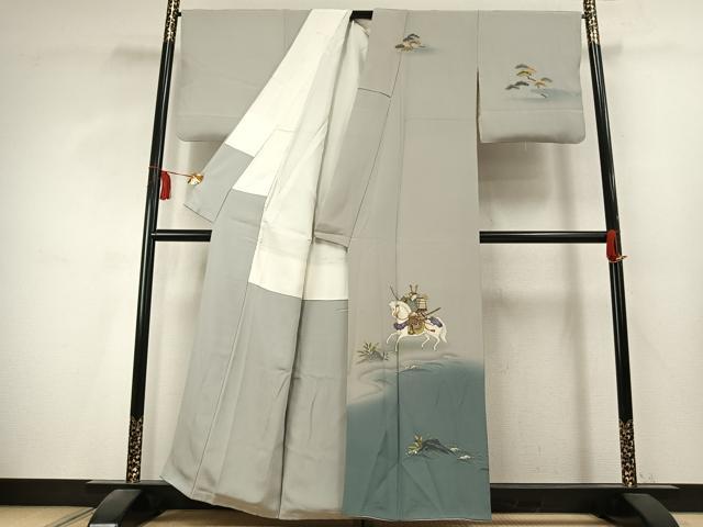 平和屋着物●訪問着　作家物　人物馬文　暈し染め　金彩　正絹　逸品　AABK7810fy