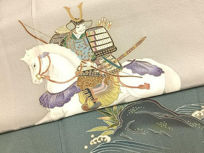 平和屋着物●訪問着　作家物　人物馬文　暈し染め　金彩　正絹　逸品　AABK7810fy