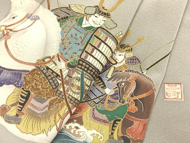 平和屋着物●訪問着　作家物　人物馬文　暈し染め　金彩　正絹　逸品　AABK7810fy
