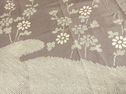 平和屋着物●色留訪問着　絞り　草花文　金糸　正絹　逸品　AABK7813fy